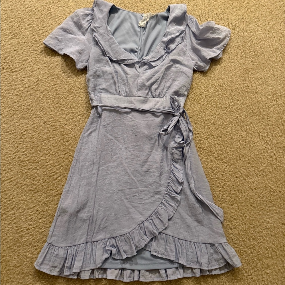 Linen blue boutique Wrap Dress